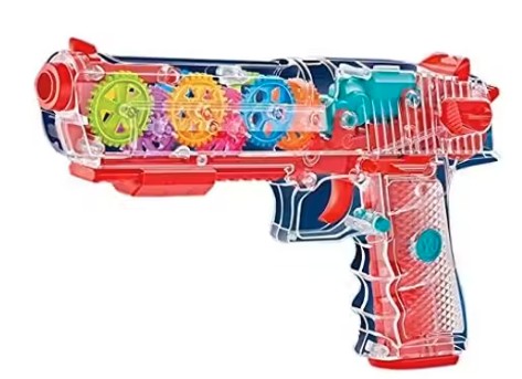 Toylura Transparent Gear Gun Toy with Light & Sound Effects